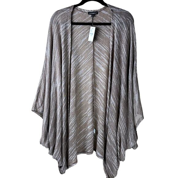 Lane Bryant NWT Women Plus Size 26/28 Bat Wing Open Front Brown Cream Cardigan - Picture 1 of 10